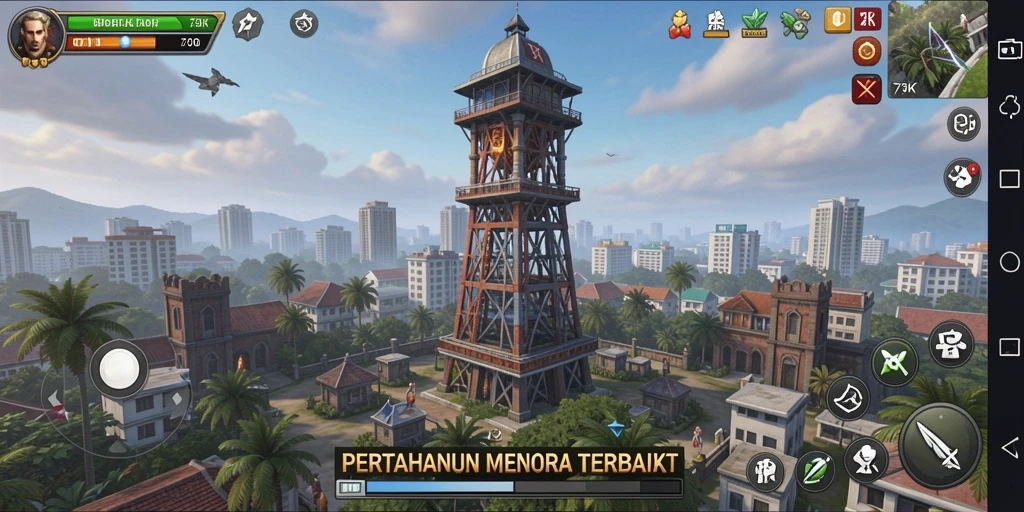 Gameplay seru dan stratejik dalam 73K Tower Defense.