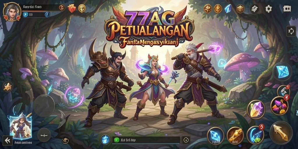 Tangkapan layar menunjukkan aksi seru dalam permainan RPG 77AG.