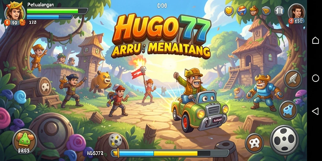 Screenshot gameplay HUGO77 menampilkan aksi seru dan tantangan arcade.