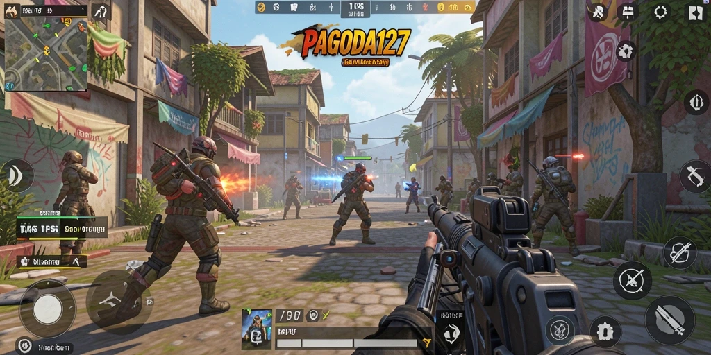 Tampilan seru gameplay PAGODA127 dalam aksi TPS.