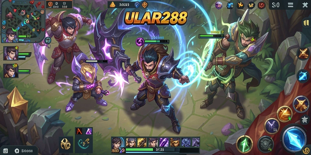Screenshot gameplay ULAR288 menampilkan aksi pertarungan tim mengesankan.